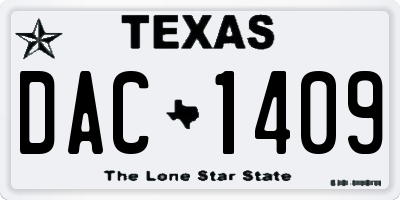 TX license plate DAC1409