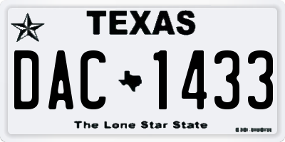 TX license plate DAC1433
