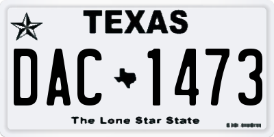 TX license plate DAC1473