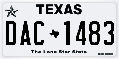 TX license plate DAC1483