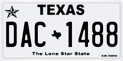 TX license plate DAC1488