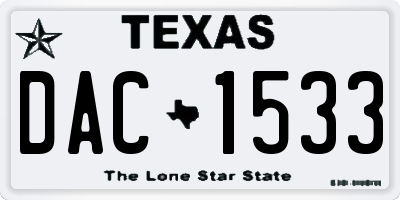 TX license plate DAC1533