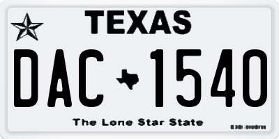 TX license plate DAC1540