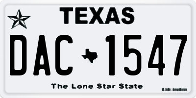 TX license plate DAC1547