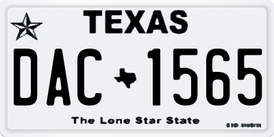 TX license plate DAC1565