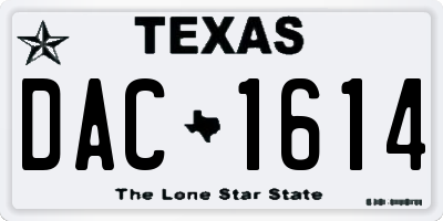 TX license plate DAC1614