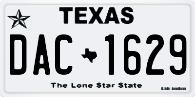 TX license plate DAC1629