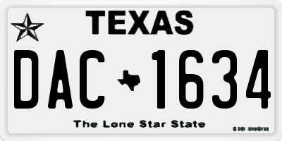 TX license plate DAC1634