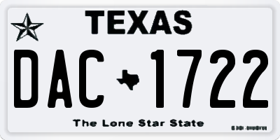 TX license plate DAC1722
