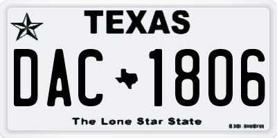 TX license plate DAC1806