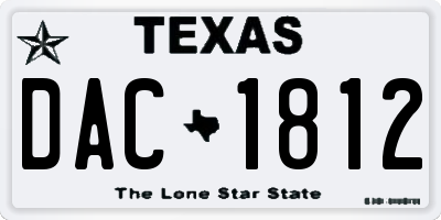 TX license plate DAC1812