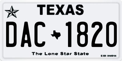 TX license plate DAC1820