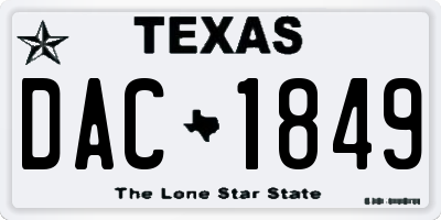 TX license plate DAC1849