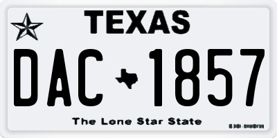 TX license plate DAC1857