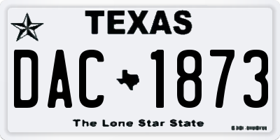 TX license plate DAC1873