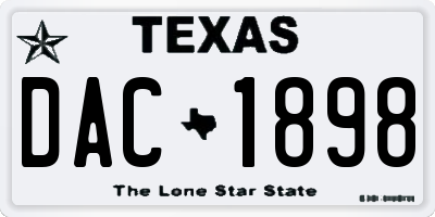 TX license plate DAC1898