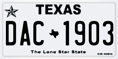 TX license plate DAC1903