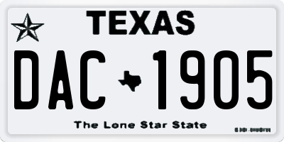 TX license plate DAC1905