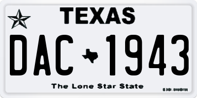 TX license plate DAC1943