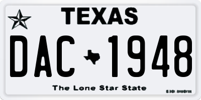 TX license plate DAC1948