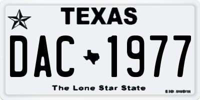TX license plate DAC1977