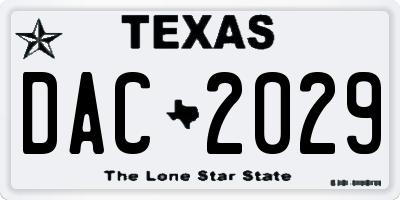 TX license plate DAC2029