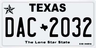 TX license plate DAC2032