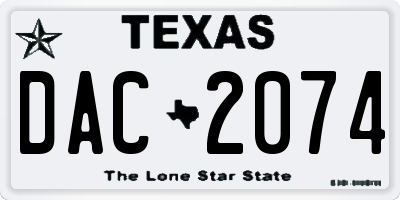 TX license plate DAC2074