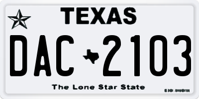TX license plate DAC2103