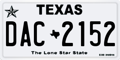 TX license plate DAC2152