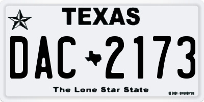 TX license plate DAC2173