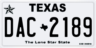 TX license plate DAC2189
