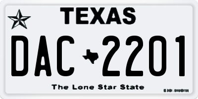 TX license plate DAC2201