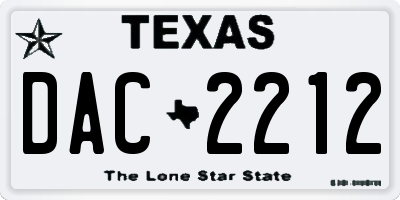 TX license plate DAC2212