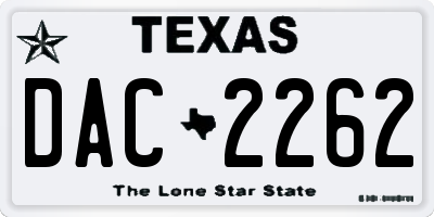 TX license plate DAC2262