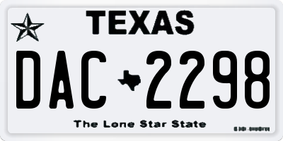 TX license plate DAC2298