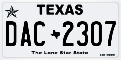 TX license plate DAC2307