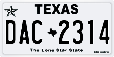 TX license plate DAC2314