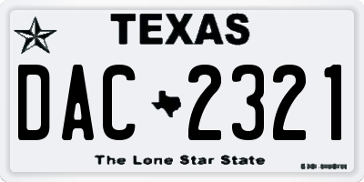 TX license plate DAC2321