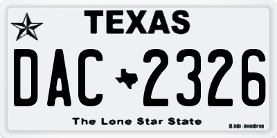 TX license plate DAC2326