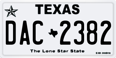 TX license plate DAC2382
