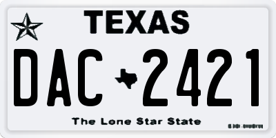 TX license plate DAC2421
