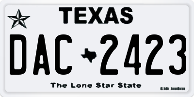 TX license plate DAC2423