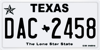 TX license plate DAC2458