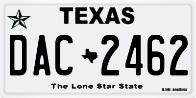 TX license plate DAC2462