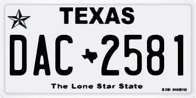 TX license plate DAC2581