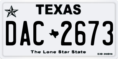 TX license plate DAC2673