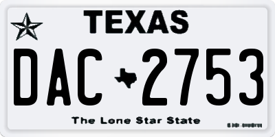 TX license plate DAC2753