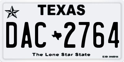 TX license plate DAC2764