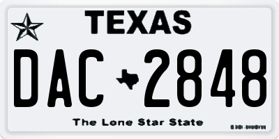 TX license plate DAC2848